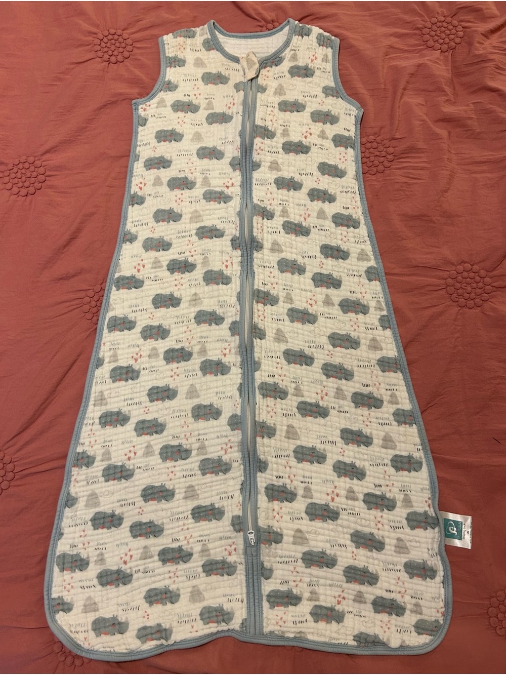 Tado Muslin Sleepsack Baby Pajama Sack - Blue Hippo Print XL